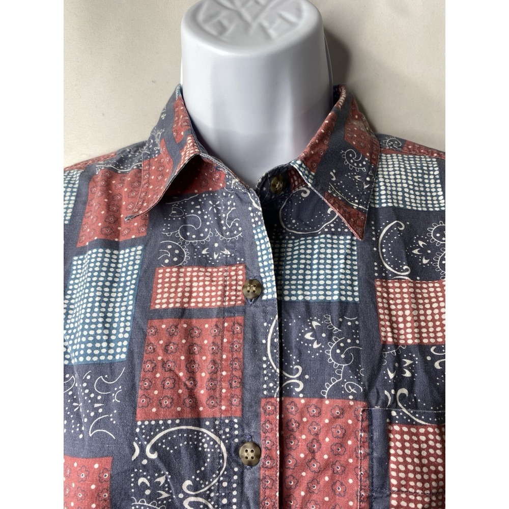 Vintage Bugle Boy Womens Bandana Shirt Size Small Western Patchwork Country 90's - Picture 3 of 13